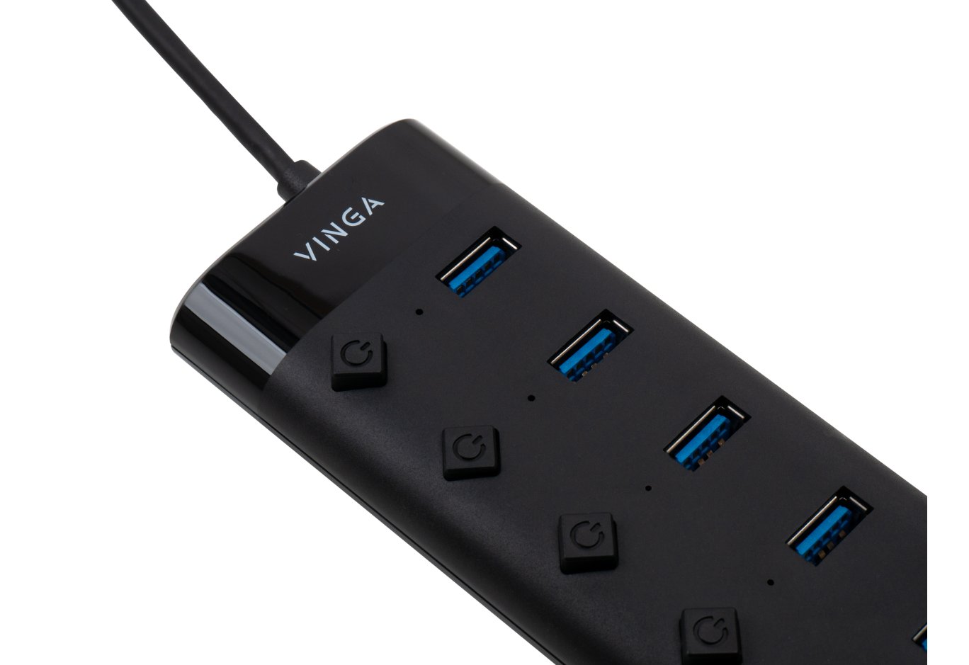 Концентратор Vinga USB3.0 to 7*USB3.0 1m cable with Switch and Power Adapter (VHA3A7B)