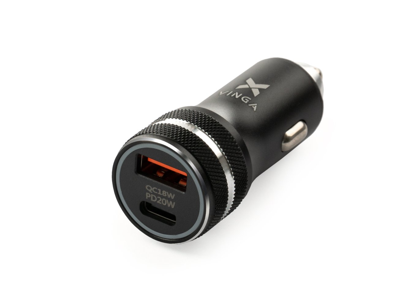 Charger Vinga QC3.0 + PD Quick Car Charger aluminium 36W Max black (VCCQPAC)