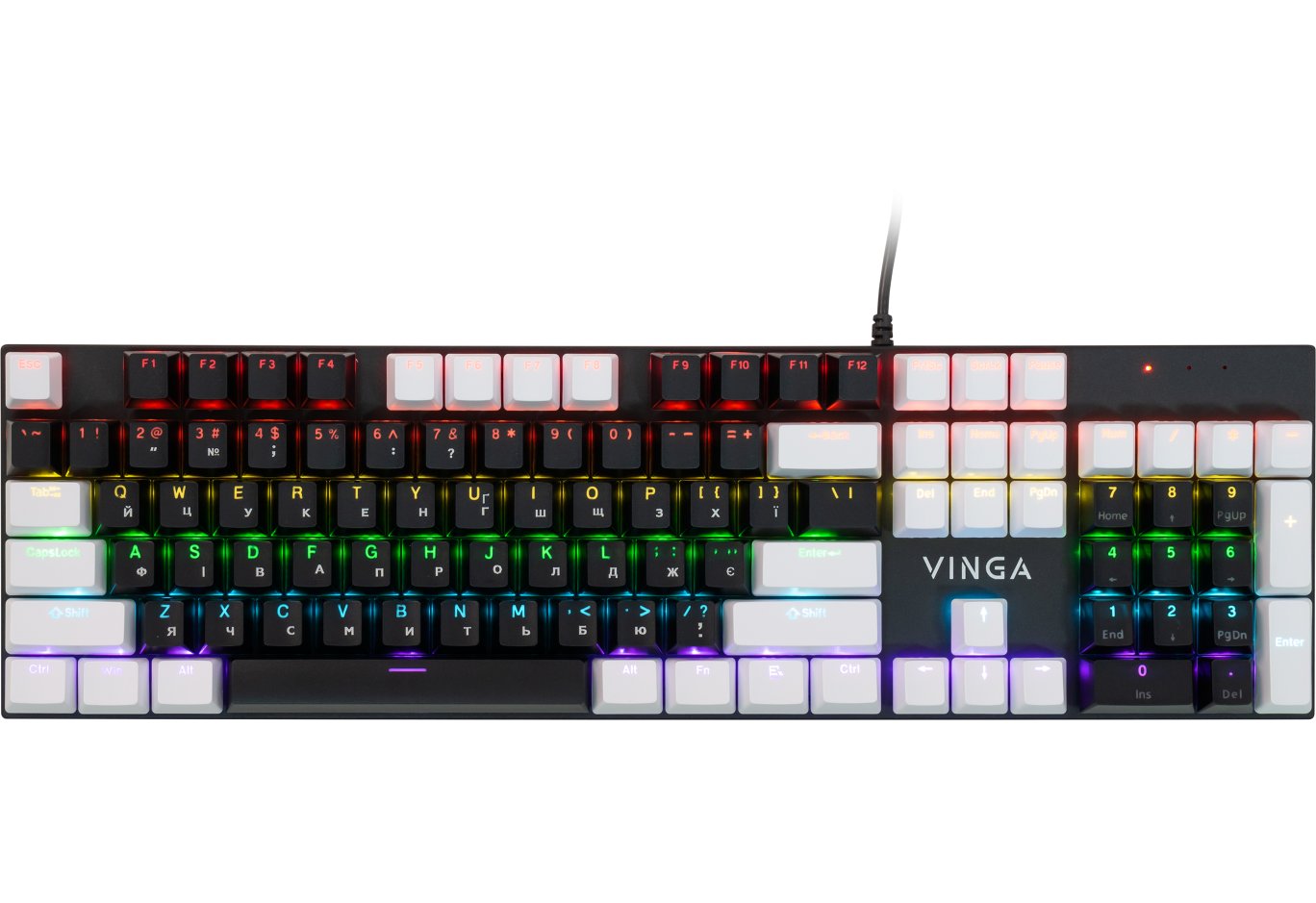 Keyboard Vinga KBGM-095 LED Orange Switch USB White/Black (KBGM-095Y White/Black)