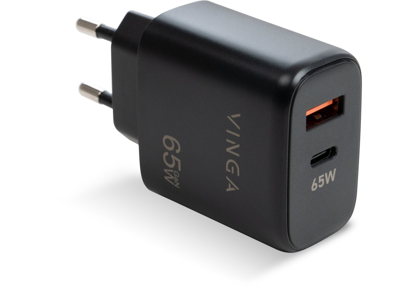 Charger Vinga GaN 65W PD+QC 1C1A ports Wall Charger (VCPCHCA65B)