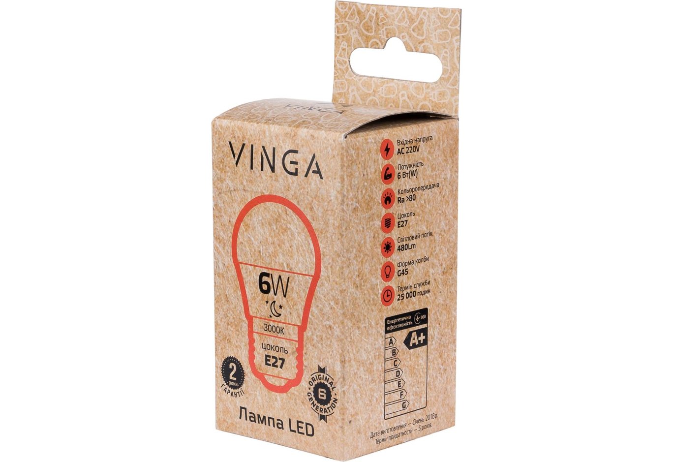 Лампочка Vinga VL-G45E27-63L