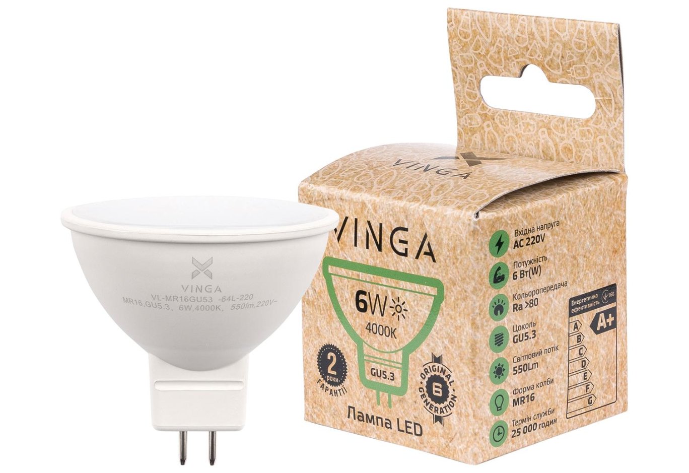 Лампочка Vinga VL-MR16GU53-64L-220