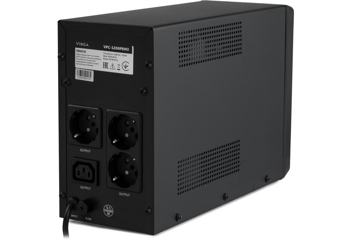 Пристрій безперебійного живлення Vinga LED 1200VA ( VPC-1200PRM3 ) (VPC-1200PRM3)