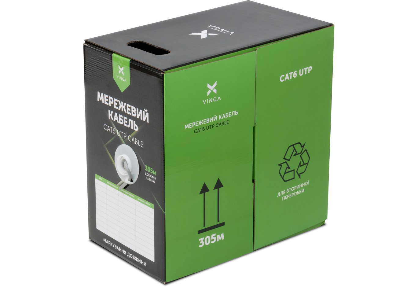 Network cable Vinga UTP Cat6 CCA 4 pairs 305 m (VCDCU6CA305)