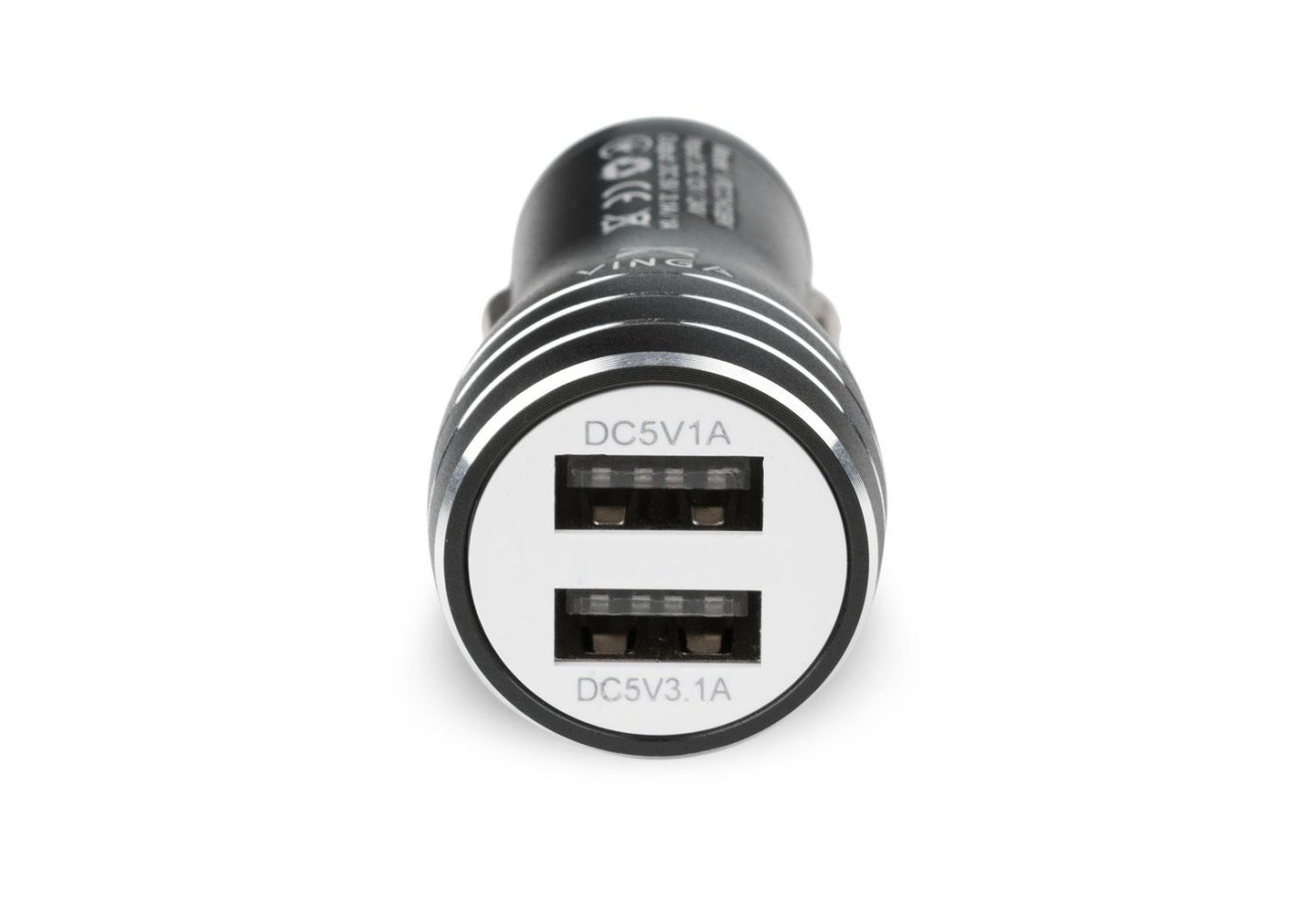 Charger Vinga Dual USB Car Charger aluminium black (VRCCH03BK)