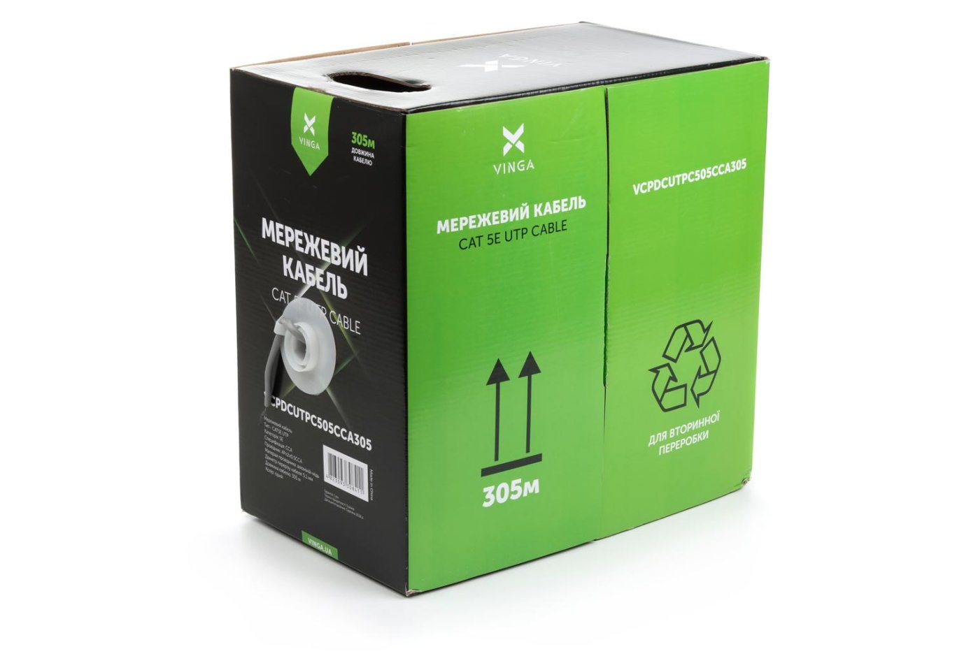 Network cable Vinga UTP Cat5e CCA 4 pairs 305 m (VCPDCUTPC505CCA305)