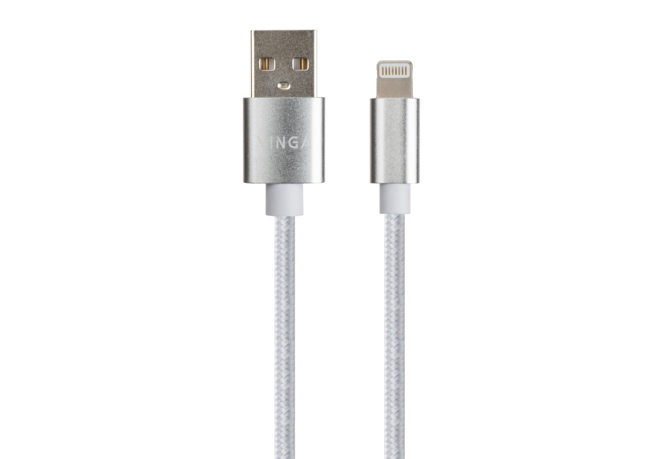 Data cable USB 2.0 AM to Lightning 1m nylon silver Vinga (VCPDCLNB1S)