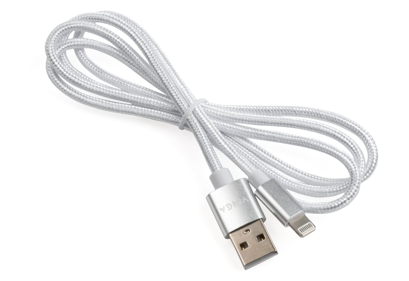 Data cable USB 2.0 AM to Lightning 1m nylon silver Vinga (VCPDCLNB1S)