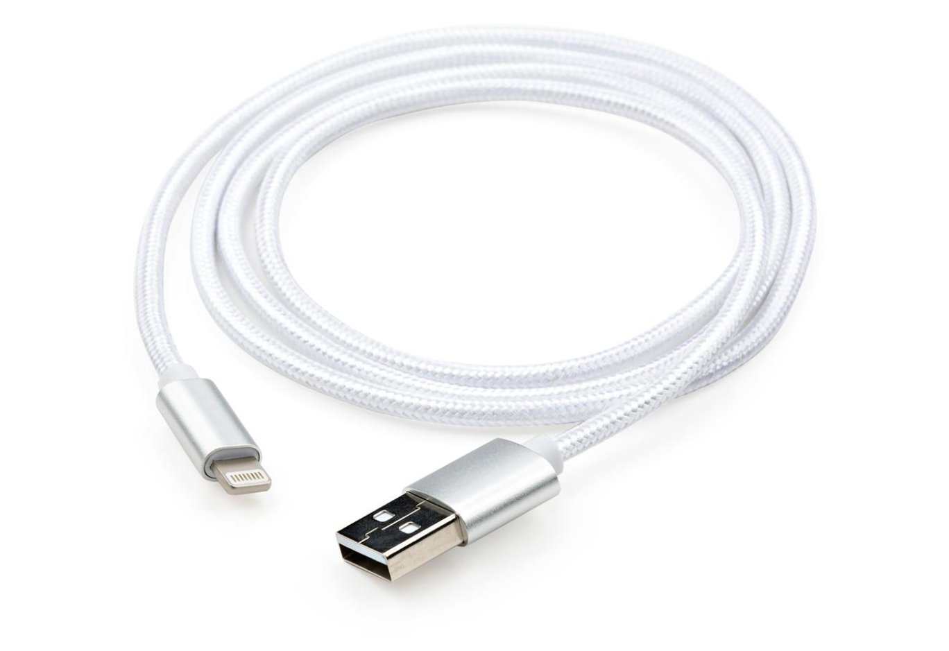 Data cable USB 2.0 AM to Lightning 1m nylon silver Vinga (VCPDCLNB1S)