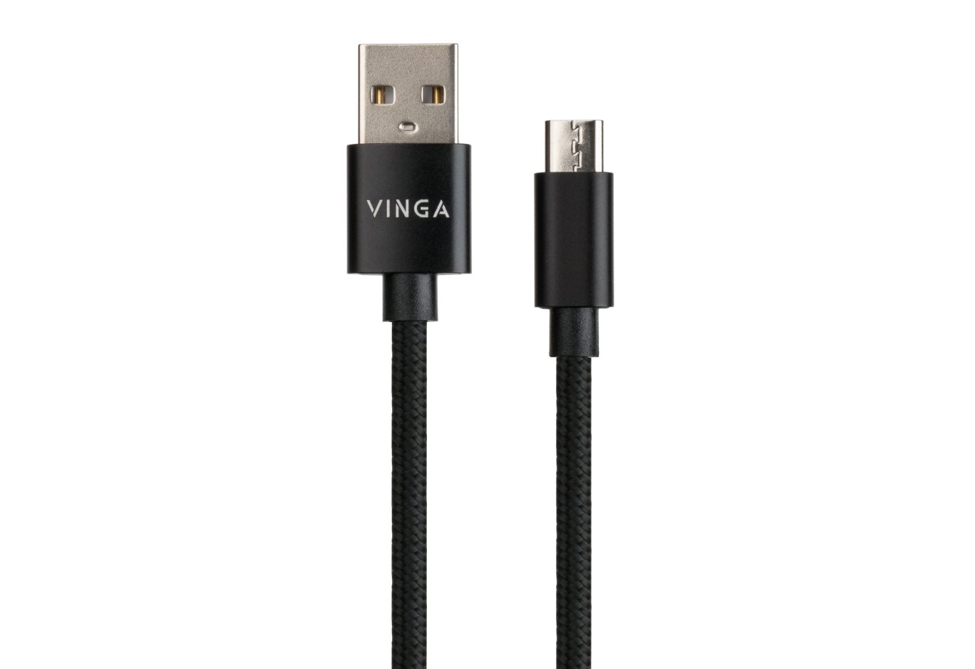 Дата кабель USB 2.0 AM to Micro 5P 1m nylon black Vinga (VCPDCMNB1BK)