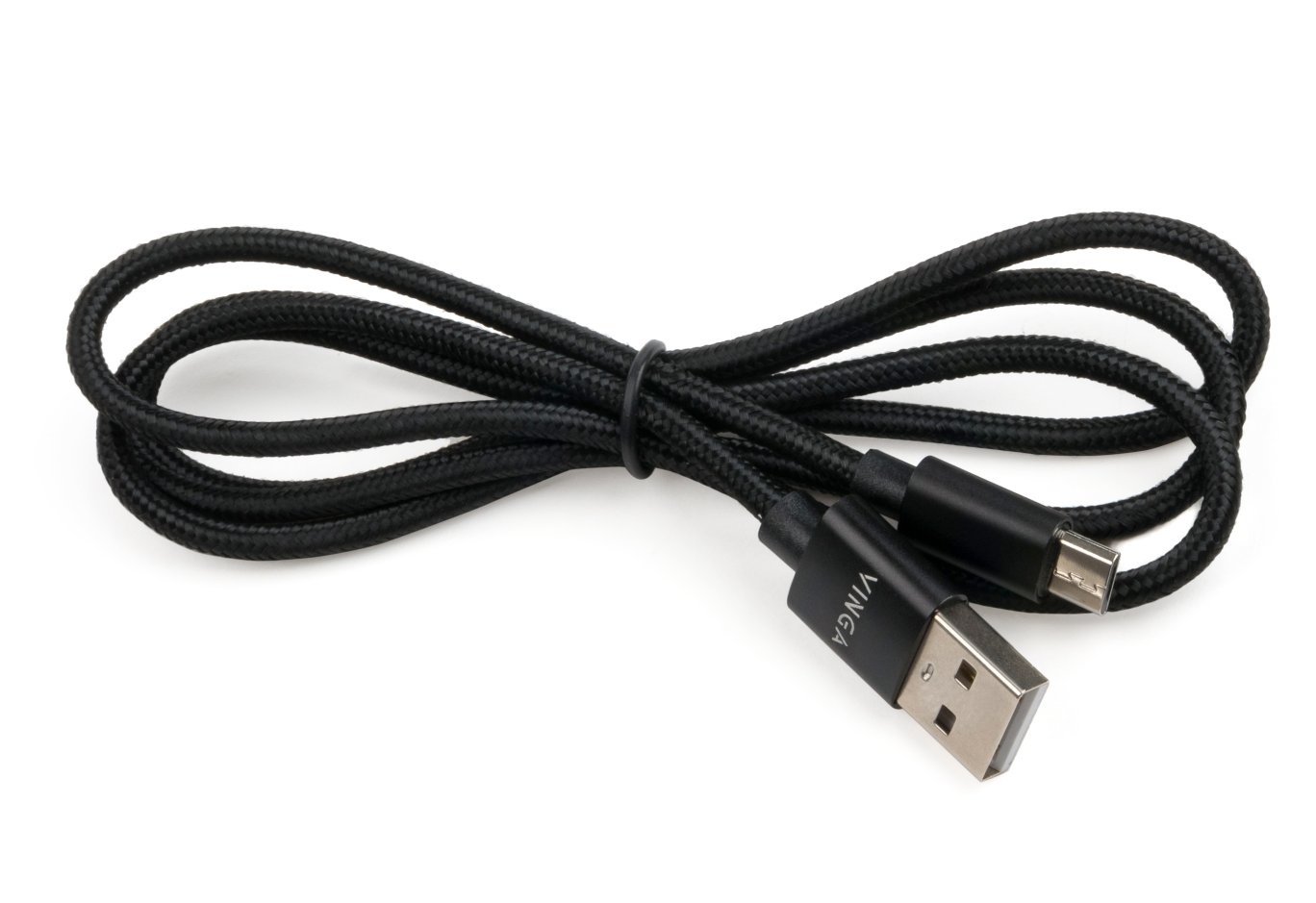 Дата кабель USB 2.0 AM to Micro 5P 1m nylon black Vinga (VCPDCMNB1BK)
