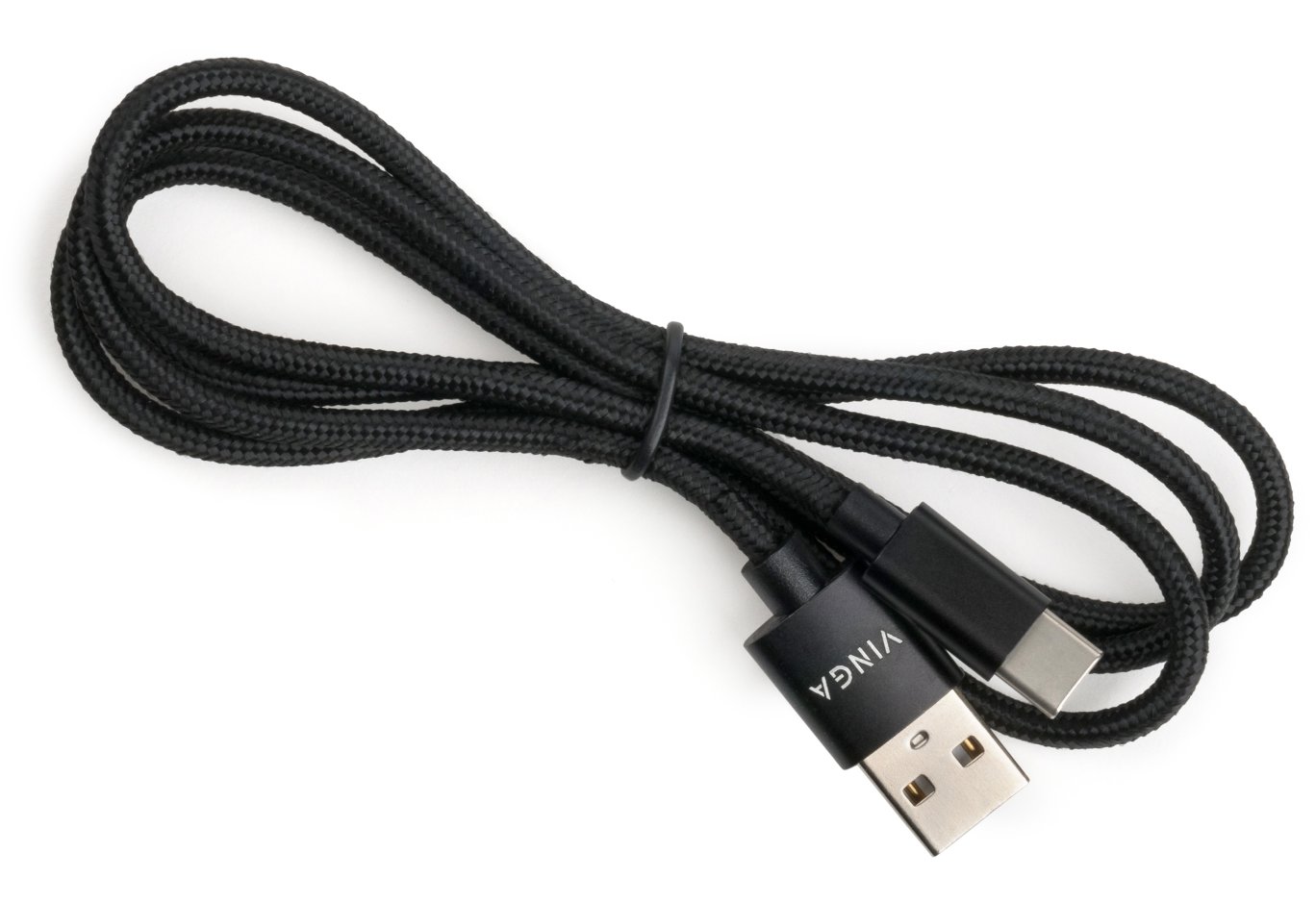 Дата кабель USB 2.0 AM to USB-C 1.0m nylon black Vinga (VCPDCTCNB1BK)