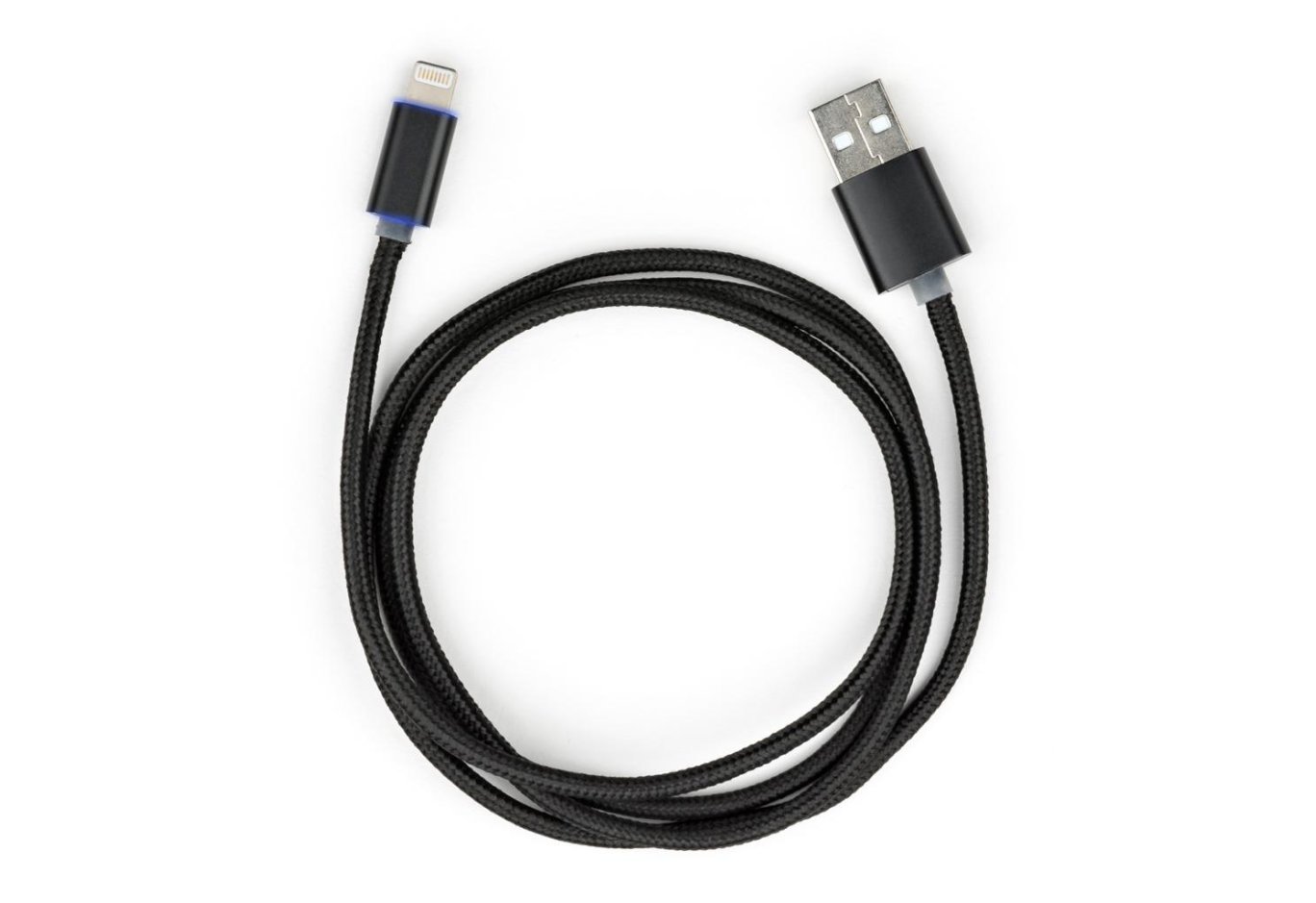 Data cable USB 2.0 AM to Lightning 1m LED black Vinga (VCPDCLLED1BK)