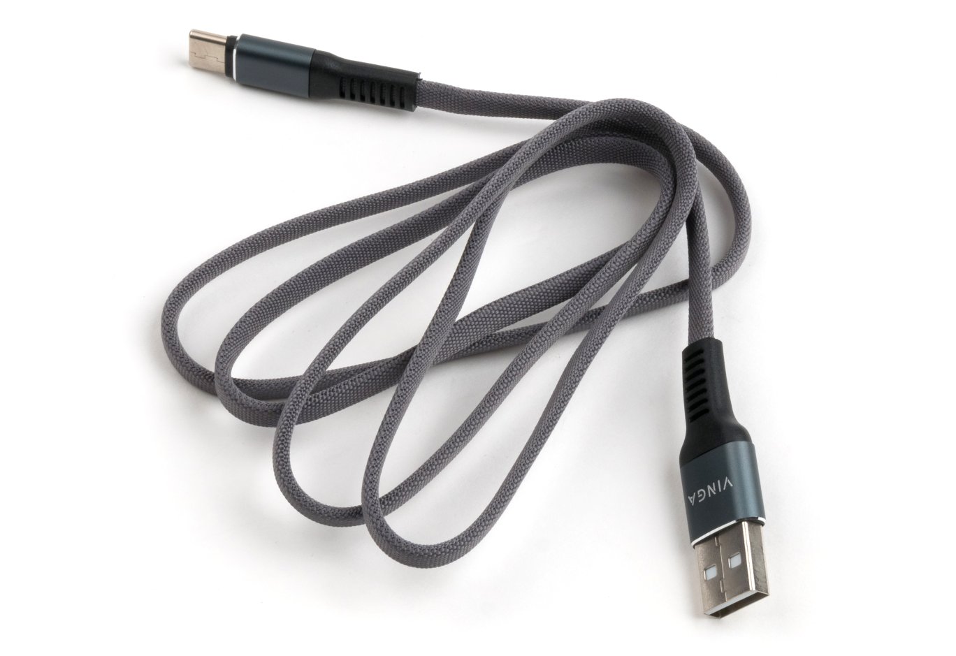 Дата кабель USB 2.0 AM to USB-C 1.0m flat nylon gray Vinga (VCPDCTCFNB1GR)
