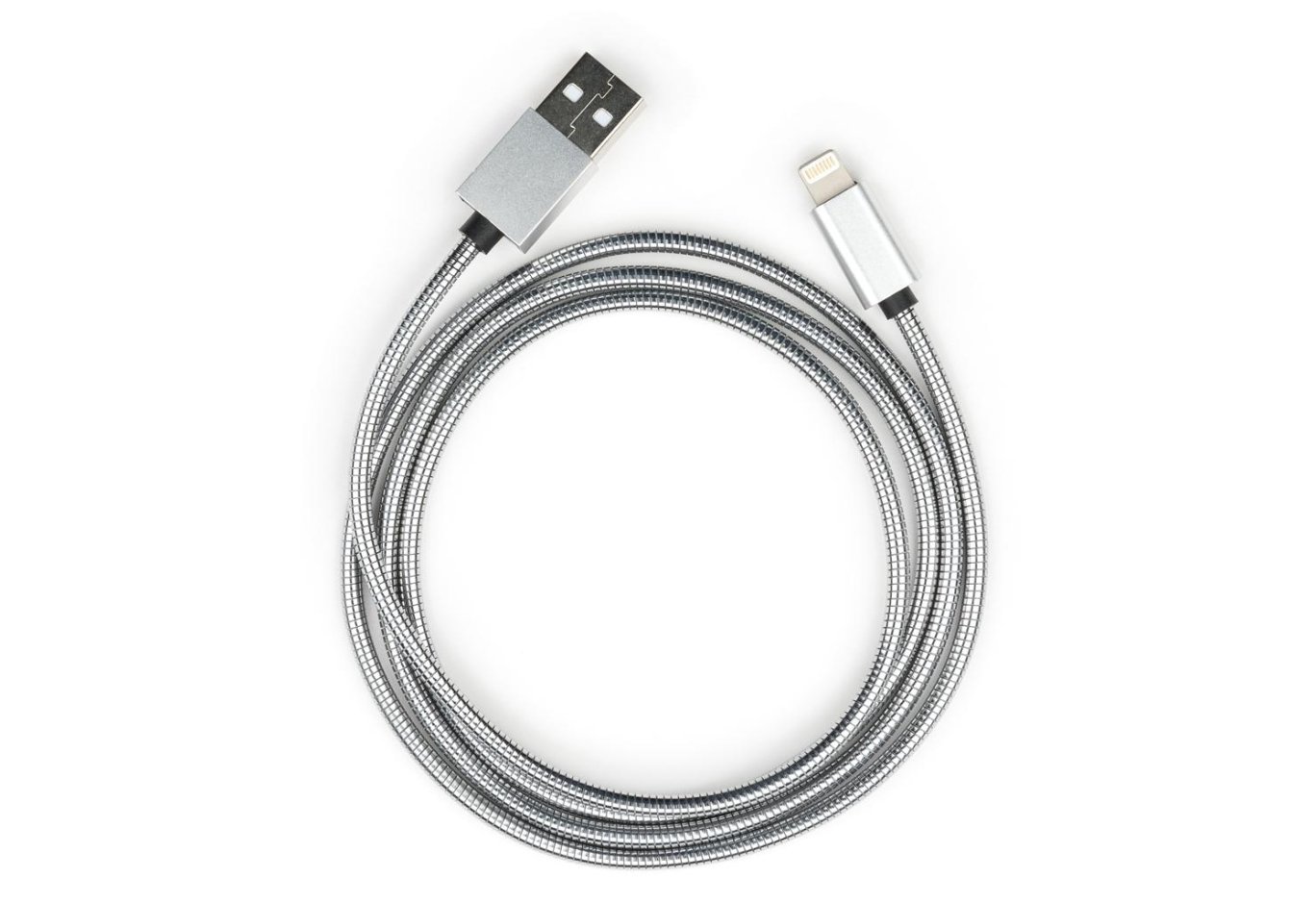 Дата кабель USB 2.0 AM to Lightning 1m stainless steel silver Vinga (VCPDCLSSJ1S)