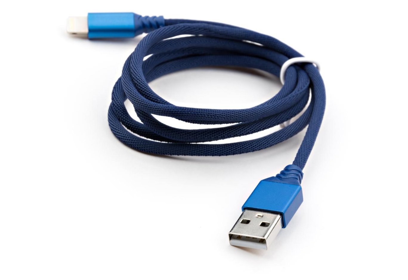 Дата кабель USB 2.0 AM to Lightning nylon 1m blue Vinga (VCPDCLNB21B)