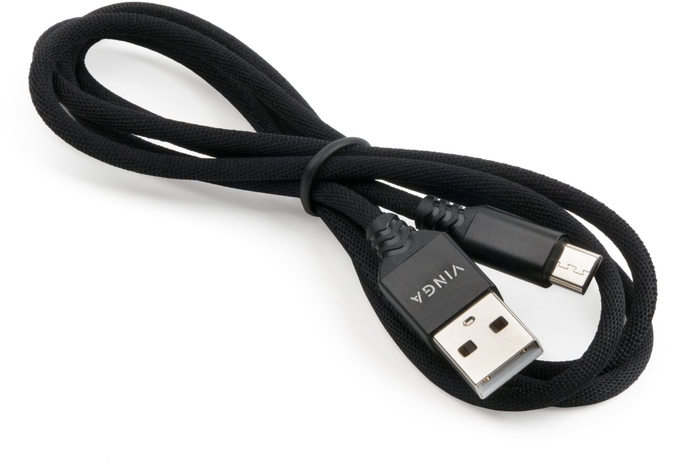 Дата кабель USB 2.0 AM to Micro 5P nylon 1m black Vinga (VCPDCMBN21BK)