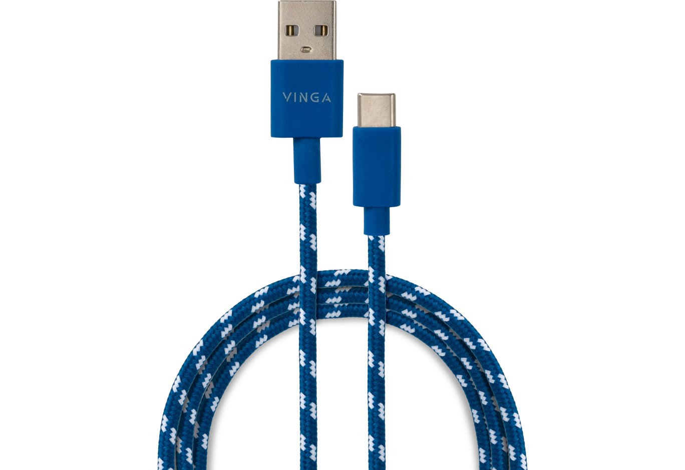 Дата кабель USB 2.0 AM to USB-C 1.0m 2color nylon blue Vinga (VCPDCTCNB31B)