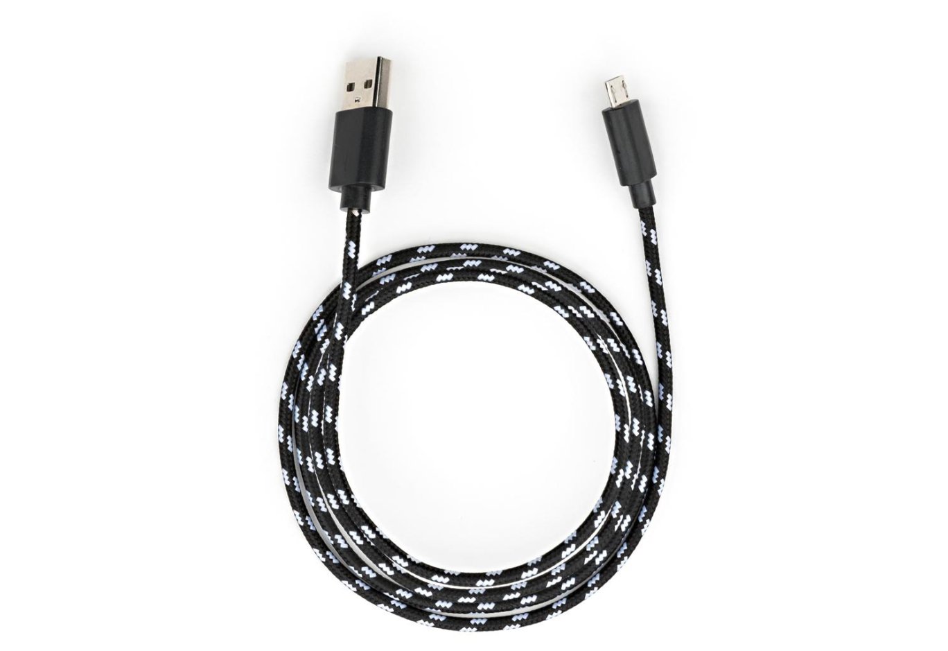 Дата кабель USB 2.0 AM to Micro 5P 2color nylon 1m black Vinga (VCPDCMBN31BK)