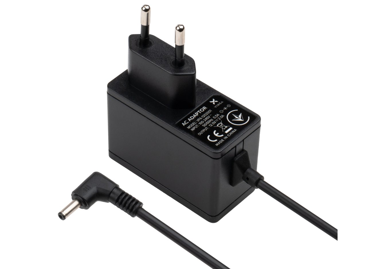 Laptop power supply Vinga 24W 12V 2.0А роз'єм 3.4*1.3, wall mount (VPA-1202001)