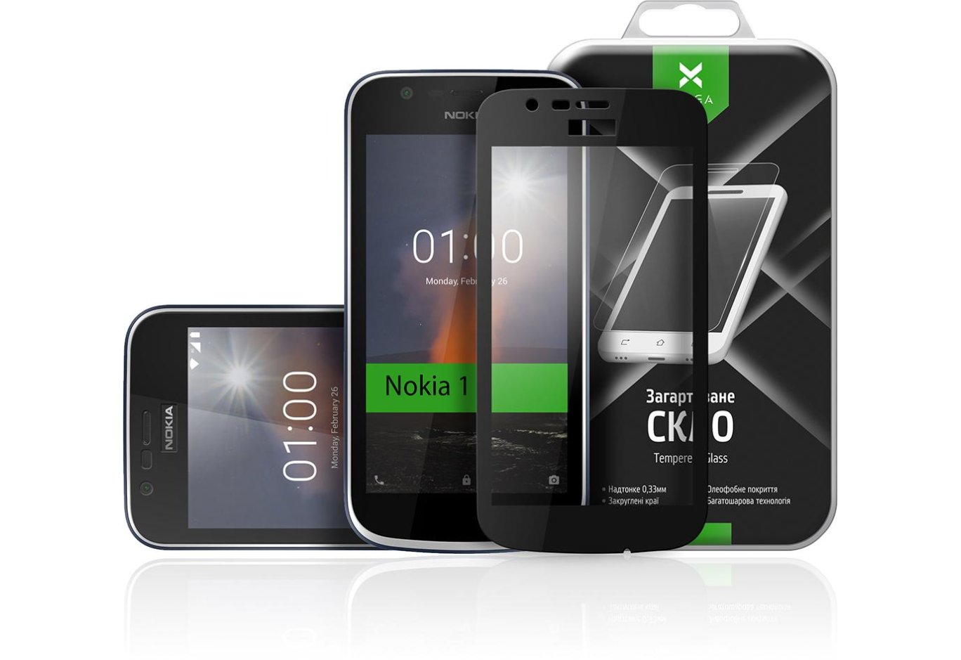 Скло захисне Vinga для Nokia 1 Black (VTPGS-N1B)