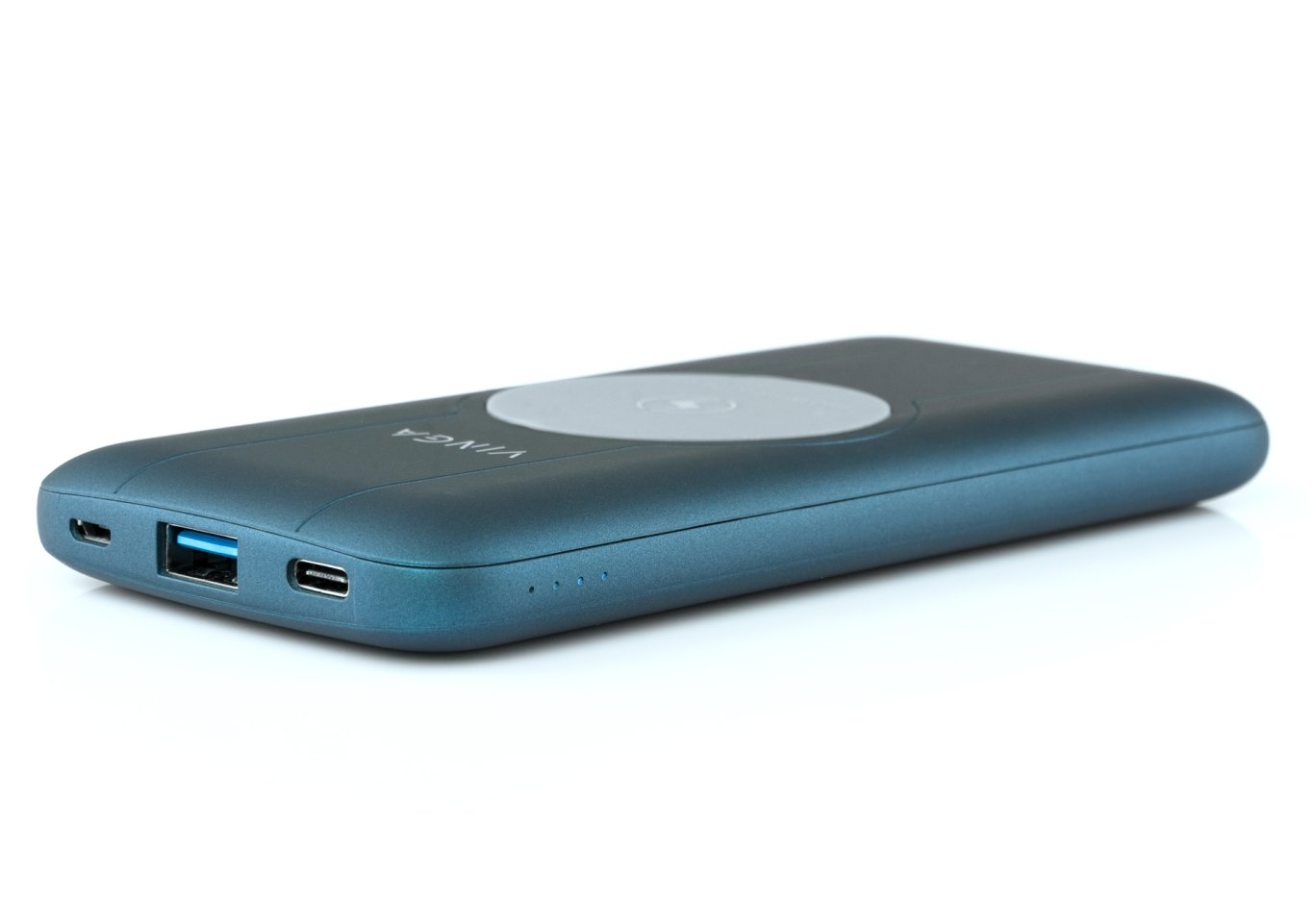 Батарея універсальна Vinga 10000 mAh Wireless QC3.0 PD soft touch blue (BTPB3510WLROBL)