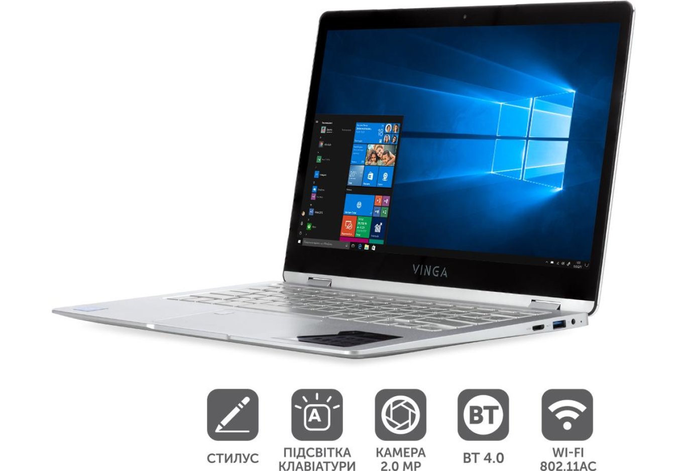 Ноутбук Vinga Twizzle Pen J133 (J133-C33464PSWP)